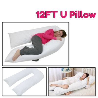 CHILIMILII U Shaped Pillow 12Ft Hollowfiber Filled Maternity Pregnen from B&Q