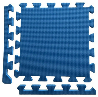 Swift Warm Floor Interlocking Floor Tiles With Straight Edging Strips - Blue - Playhouse, Summerhouse, Wendy House - 9 X 10Ft