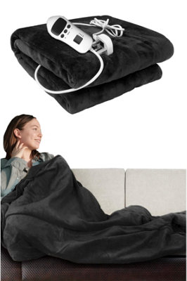 Groundlevel Cosy Heated Over Throw Fleece Blanket With Adjustable ControlGrey from B&Q