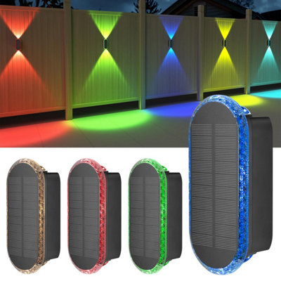 Ellasay Solar Fence Lights Outdoor Wall: 4 Pack Ip 65 Waterproof Led With 7 Colour Modes & Auto CycleUp & Down Glow For Garden from B&Q