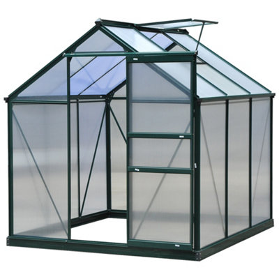 Chilli Seating Chilli 6 X 6Ft Polycarbonate GreenhouseLarge Walk-In Green House With Slide Door And WindowGarden Plants Grow House from B&Q