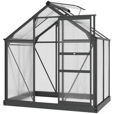 Chilli Seating Chilli 6 X 4Ft Polycarbonate GreenhouseLarge Walk-In Green House With Slide Door And WindowGarden Plants Grow House from B&Q