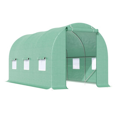 Chilli Seating Chilli 4.5M X 2M X 2M Walk-In Tunnel Greenhouse Garden Plant Growing House With Door And Ventilation WindowGreen from B&Q