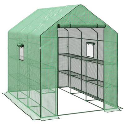 Chilli Seating Chilli Walk-In Greenhouse With 3 Tier 12 ShelvesSmall Greenhouse With Reinforced Pe CoverGarden Growhouse With Roll-Up Door from B&Q