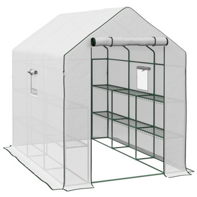 Chilli Seating Chilli Walk-In Greenhouse With 3 Tier 12 ShelvesSmall Greenhouse With Reinforced Pe CoverGarden Plant Growhouse from B&Q