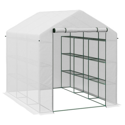 Chilli Seating Chilli 8 X 6Ft Walk-In GreenhouseWith ShelvesWhite from B&Q