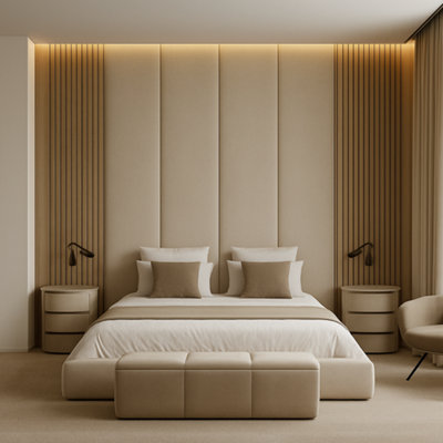 Stratus Interiors Floor To Ceiling Slatted Wall Panel Bed Frame Contemporary Design from B&Q