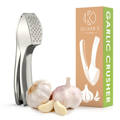 Oliver's Kitchen Garlic Crusher, Press & Mincer + Peeler - Easy Clean Silver - Image 8