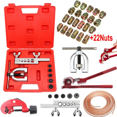  - Brake Lines Repair Kit Copper Pipe Flaring Tool Cutter Bender 3/16" Unions Nuts