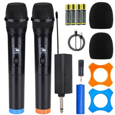 N/A: 2x Wireless Microphone Professional Handheld Mic System + Receiver Karaoke UK