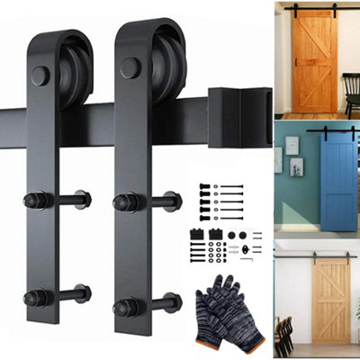 6.6 Ft Sliding Wood Barn Door Track System Kit Hardware Set Stainless Steel from B&Q
