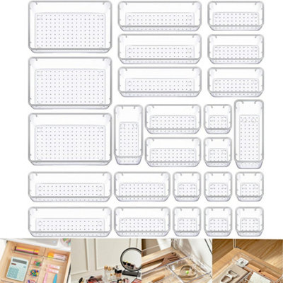 25Pcs Draw Organiser Plastic Box Desk Drawer Fridge Trays Makeup Storage Divider from B&Q