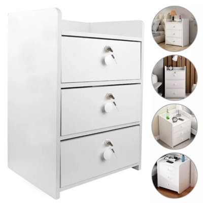 3 Drawer Wooden Bedroom Bedside Cabinet Furniture Storage Nightstand Side Table
