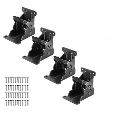 4X Folding Table Chair Leg Hinges 90 Degree Self-Locking Bracket Hinge Hardware from B&Q