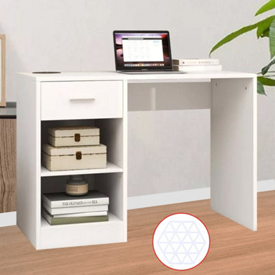  - Computer Desk With Drawer & ShelvesWhite 100Cm Study Desk