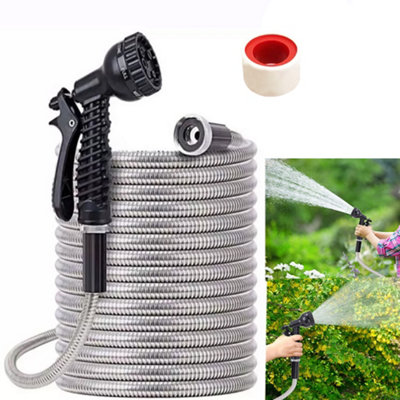 Stainless Steel Garden Hose Pipe Water Rust-Proof Kink-Free With Spray Gun from B&Q