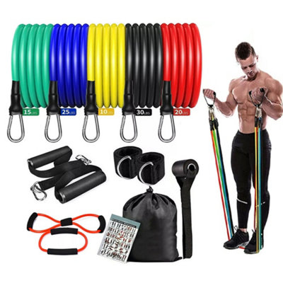 19Pcs Set Resistance Bands Workout Exercise Crossfit Fitness Yoga Training Tubes from B&Q
