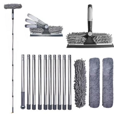 Professional 2-In-1 Telescopic Window Cleaner & Squeegee KitExtends Up To 4.3M For High Reach Glass & Solar Panel Cleaning from B&Q