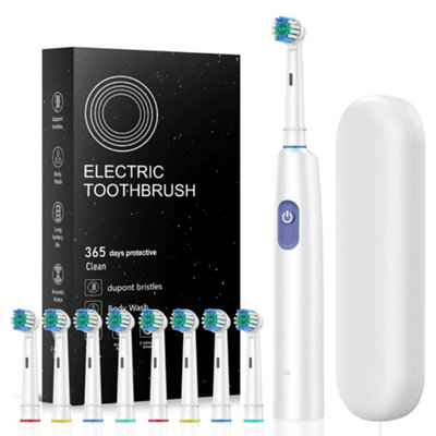 White Toothbrush Electric Rechargeable Pro Rotating Brush Timer Modes Usb from B&Q