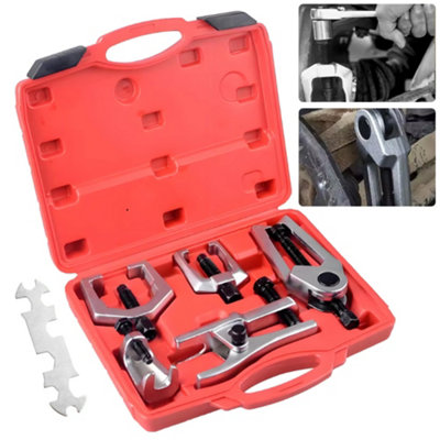 B&Q 5Pcs Front End Service Tool Kit Ball Joint Tie Rod Set Pitman Arm Puller Remover Silver/Black