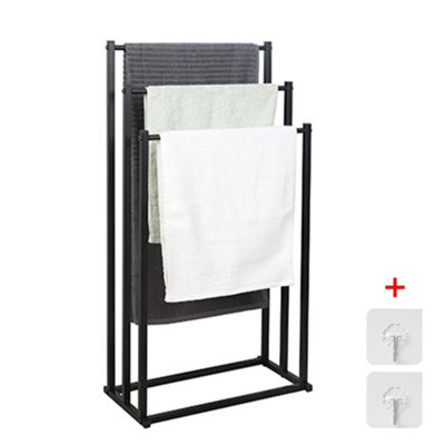  - Black Steel 3 Tier Freestanding Towel Rail Stand