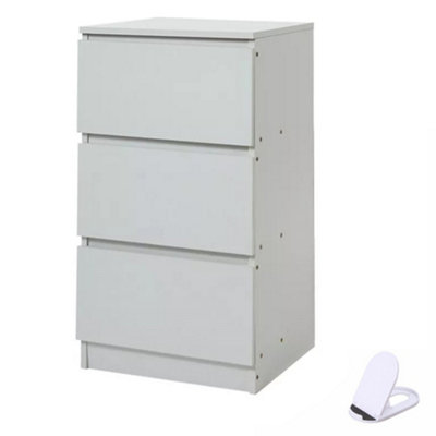 Modern White 3 Drawer Bedside Table Storage Cabinet from B&Q