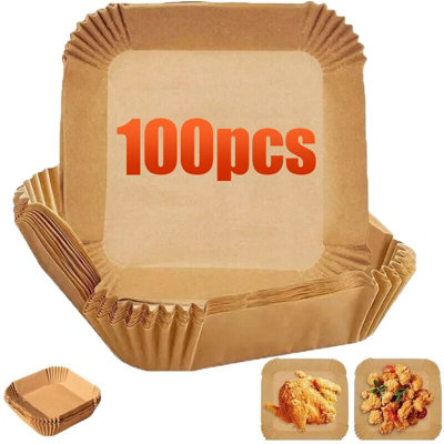  - 100Pk Air Fryer Liners Disposable Paper Non-Stick 6.3In / 16Cm Square