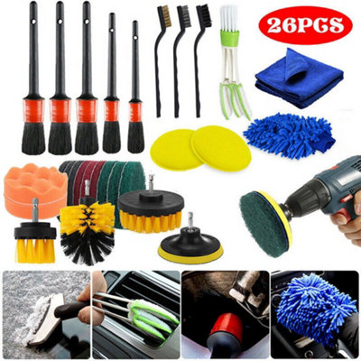 26Pc Car Detailing & Cleaning KitBrushesSponges & Drill Brush Set from B&Q