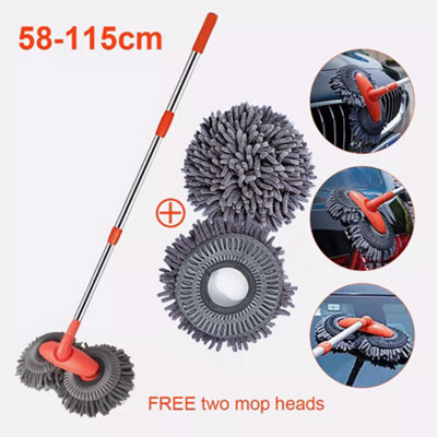 Extendable Car Wash Mop & Microfibre Brush Kit (58-115Cm) With 4 Heads from B&Q