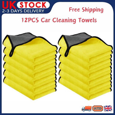 12 Pack Super Absorbent Microfibre Car Cleaning & Drying Towels 30X40Cm from B&Q