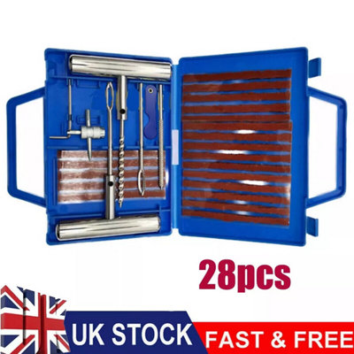 28Pc Tubeless Tyre Puncture Repair Kit For Car Van Motorcycle Emergency Roadside Fix from B&Q