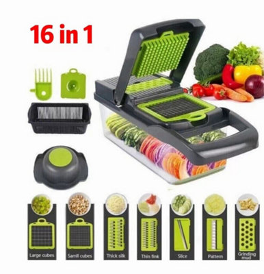 B&Q 16 In 1 Vegetable Chopper & Slicer - Multi-Functional Food Dicer & Mandoline Kitchen Tool