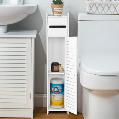 White Freestanding Toilet Roll Holder & Bathroom Storage Cabinet 76.5Cm from B&Q