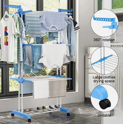 4 Tier Extra Foldable Large Clothes Airer Indoor Outdoor Laundry Dryer Rack Line from B&Q