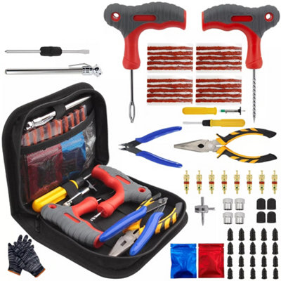Motorcycle Car Van Tubeless Type Puncture Repair Kit Tire Tool Plug Emergency