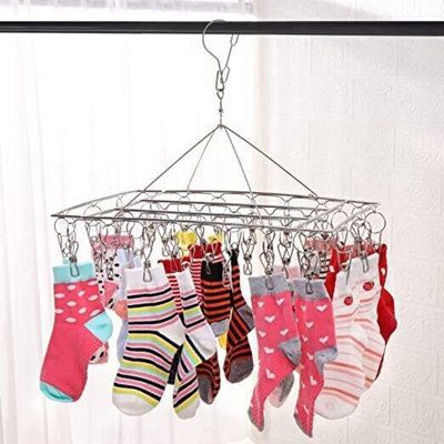Durable Stainless Steel 36-Peg Hanging Laundry Airer & Sock Dryer