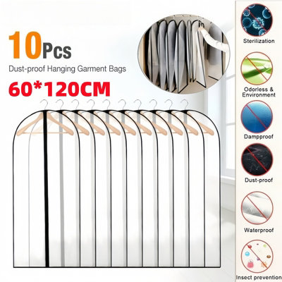 Pack Of 10 Large Dustproof Peva Hanging Garment Covers For SuitsDresses & Coats 60X120Cm from B&Q