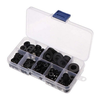 500 Piece Black Nylon Flat Washer & Gasket Assortment Set M2-M10 from B&Q