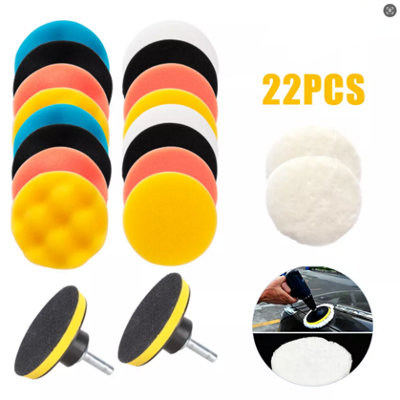 22 Car Polisher Gross Polishing Pads For Drill Sponge Buffer Waxing Buffing Kit from B&Q