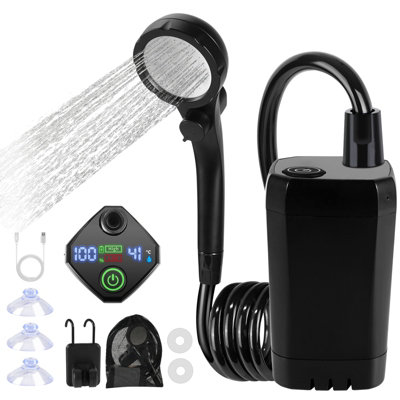 Portable Electric Camping Shower With 6000Mah Battery & Led Display from B&Q