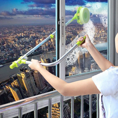 U-Type Telescopic High Rise Window Cleaner Glass Dust Cleaning Brush Squeegee from B&Q