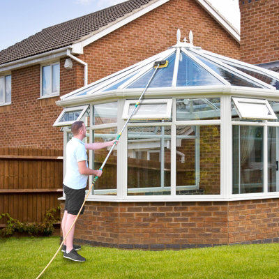 10Ft Water Fed Telescopic Window Cleaning Pole Conservatory Roof Cleaner Brush