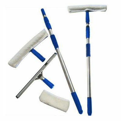 Window Cleaning Washing Kit Equipment With Pole Squeegees Large Cleaner Clean from B&Q