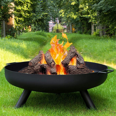  - 24" Round Fire Pit Folding Patio Garden Bowl Outdoor Camping Heater Log Burner