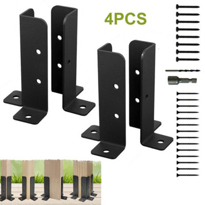 Adjustable Wood Fence Pergola Post Support Holder Clamp Base Brackets Kits 4Pcs from B&Q