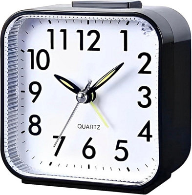 Quartz Alarm Clock With Night Light No Tick Snooze Silent Small Bedside Clock Uk
