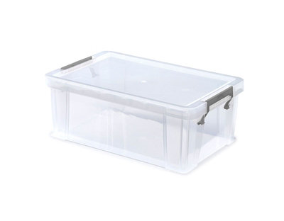  - 10L Clear Stacking Storage Box With Clip Lock Lid A4 Storage 40X26X15Cm