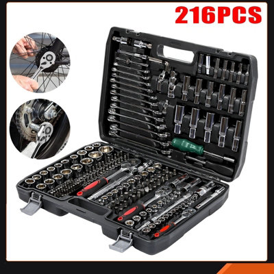 216Pcs Socket Set 1/4 3/8 1/2" Spanner Drive Ratchet Wrench Mechanic Tool Kit Uk from B&Q