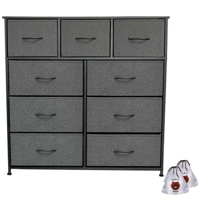 Fabric Chest Of Drawers 9 Drawer Dresser Bedroom Bedside Storage Organizer Unit from B&Q