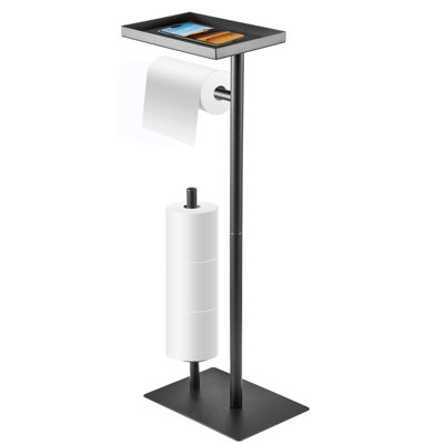 Toilet Roll Holder Free Standing Black Toilet Paper Holder Stand With Top